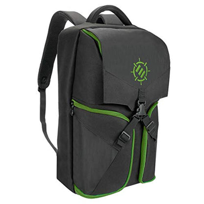 ENHANCE Xbox Backpack - Xbox Carrying Case Compatible with Series S, One X, One S - Storage Compartments for Controllers, Gaming Headset, Games & More Gaming Accessories - Green