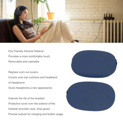 Headphone Protective Cover Kit for iOS Over Ear Headset, Silicone Headband Pad Beam Cushion Earpad Ear Cup Covers Set, Replacement Protector with Precise Openings, Washable (Blue) - color: Blue