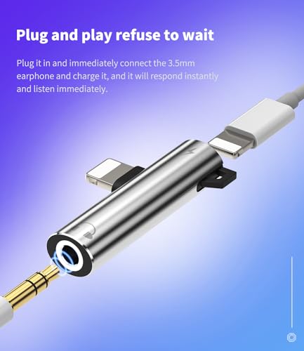 Lightning to 3.5mm Headphone Jack Adapter (2in1)for iPhone 14 13 Pro Max for Apple Aux Cable Charger Splitter Audio Connector Earphone Dual for iPad Double Converter Car Headset Adaptor Earbuds Dongle