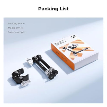 K&F CONCEPT 9.8" Magic Arm Clamp Kit with Dual 360° Ball Heads | Camera Arm Mount for Monitor, Flash, LED Light, Microphone, Camera Cage, Action Camera, Sliver, MS32 - size: 9.8-Inch