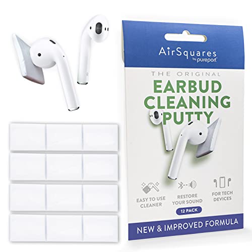 Cleaner Kit for Airpods by AirSquares | the Original Earbud Cleaning Putty Compatible with Airpods & Earbuds, Remove Wax, Dirt & Gunk from Tech Devices, As Seen on NBC's Today Show (12 Pack) | Compatible with Airpods & Earbuds, Removes Wax, Dirt & Gunk, T
