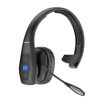 CONAMBO JBT100 Trucker Bluetooth Headset with Dual Mic Noise Canceling, CVC8.0, Mute Button, 60Hrs Battery Wireless Headset, On Ear Headphone for Cell Phones Business Home Driver Office Work
