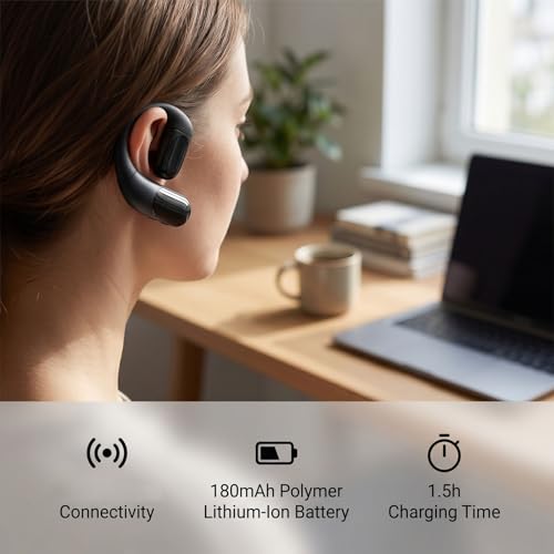 Fabater 6.0 Single Ear Bluetooth Headset, Bluetooth Earpiece, Wireless Headphone Digital Display Rotatable Comfortable for Work, Driving and Office Calls