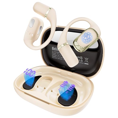 AI Translation Earbuds Real Time, 4-in-1 Open Ear Earbuds for Travel | 178 Languages Translator Ear Buds for Meeting Learning, Audifonos Traductores Inglés Español, IPX7, Clear Calls, 50H Playtime