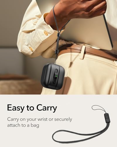 ESR for AirPods 4 Case, Compatible with MagSafe, Pulse Series, Black | Compatible with AirPods 4 Generation Case (2024)(USB-C), Magnetic Lid Lock, Drop-Proof Protection Cover with Lanyard - color: Black, size: AirPods 4 Case