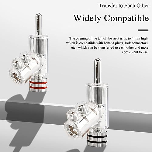 Viborg 4X Banana Plugs Rhodium Plated 45° Angled Screw Locking Speaker Connectors for Sound Systems - color: Rhoidum