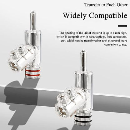 Viborg 4X Banana Plugs Rhodium Plated 45° Angled Screw Locking Speaker Connectors for Sound Systems - color: Rhoidum