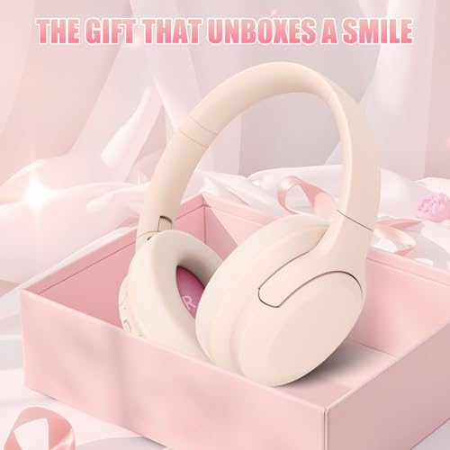 Active Noise Cancelling Headphones, Over-Ear Headphones Pink | Wireless Blutooth Headphones with100H Playtime, Built-in Microphone, Lightweight & Foldable, Deep Bass for Work/Gym/Travel - color: Pink