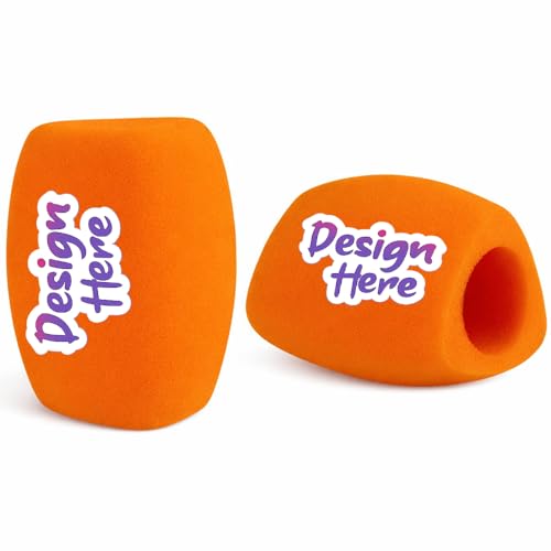 Custom Fuzzy Microphone Windscreen, Plush Foam Mic Cover with Logo or Text, Triple-Side Printable, Wind Noise Reduction, Fits Most Handheld Microphones (Orange) - color: Orange