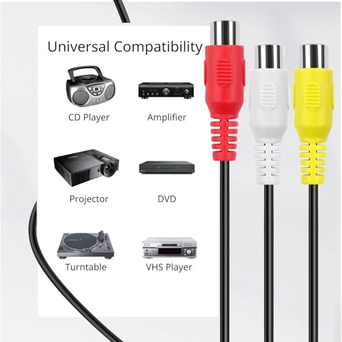 TNP 3 RCA Extension Cable, Male to Female AV Composite Cable, 6 Feet | Red, White and Yellow Connectors Extend Composite Video and Stereo Audio Links for Dvd Players, Tvs, Stereos and Amplifiers - size: 6FT
