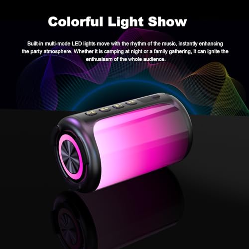 Portable Bluetooth Speaker, Bluetooth Speaker 5.4, Stocking Stuffers, Powerful Crystal Clear Sound, IPX7 Waterproof, 8 Lighting Effects, TWS Paring, Small Wireless Speaker for Outdoor - color: red