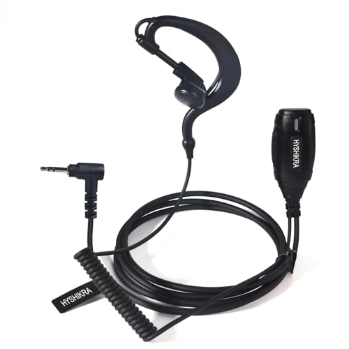 G-Shaped Tactical Earpiece for Motorola Talkabout T210 T802 T470 T600 T470 T475 Two-Way Radios - Secure Fit Earhook with PTT Mic & Coiled Cord