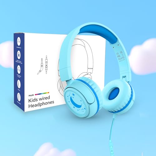 K6 Kids Headphones for Toddler Boys Girls Ages 2-12,On-Ear for School - color: Cyan