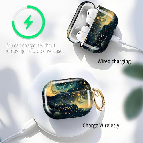 for AirPods Pro 3 Case (2025), Cute Cover Compatible with AirPod Pro 3rd Generation Shell with Rose Gold Keychain Earbuds Case for Women（Starry Sky Clouds） - color: starry sky clouds