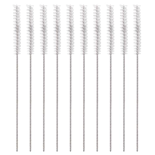 10pcs Hearing Aid Cleaning Brushes, Stainless Steel Hearing Aid Vent Tube Brushes Soft Nylon Bristles Cleaner Tools for Small Holes Earbuds Headphones Accessories