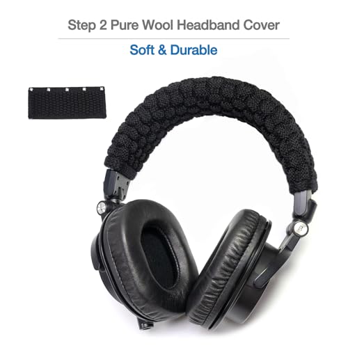 True Lambskin Ear Pads Pure Wool Headband Cushion Cover Kit Compatible with Audio Technica ATH M50X M50XBT M50RD M40X M30X M20X MSR7 SX1 Headphone (True Lambskin Kit)