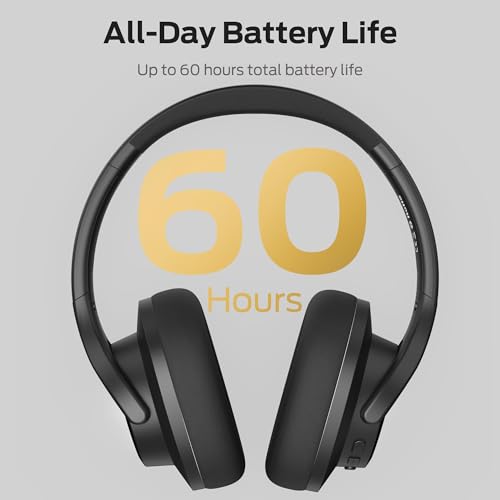 Monster Mission 450 Bluetooth Headphones, 60H Playtime,Deep Bass for Home Office Cellphone PC Ect, Wireless Headphones with 3 EQ Modes, (Black)