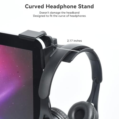 aceyoon Monitor Headphone Stand Clamp-On 360° Rotating Screen Headphones Holder Adjustable Anti-Slip Universal Headset Hanger for Monitor, Desk Organizer