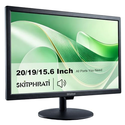 SKitphrati 15.6 Inch Small Computer PC Monitor, 1366x768 Video Screen with HDMI VGA BNC Ports, VESA Mounting, NVR/DVR for Home Office, Built-in Speakers - color: Black