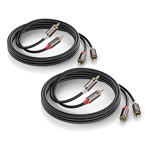 Smithok RCA Cables 2 Pack[Hi-Fi Sound, PVC Jacket, Shielded], 2-Male to 2-Male RCA Audio Stereo Subwoofer Cable Auxiliary Cord for Home Theater,Amplifiers,HDTV,Hi-Fi Systems,Speakers… (6.6Ft/2m) - style: 6.6Ft/2m