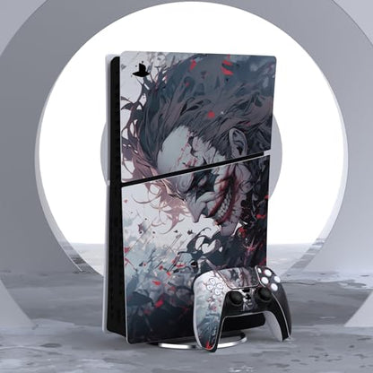 PlayVital Full Set Skin Sticker for ps5 Slim Console Digital Edition (The New Smaller Design), Vinyl Skin Decal Cover for ps5 Controller & Headset & Charging Station & Media Remote - Killing Clown - color: Killing Clown