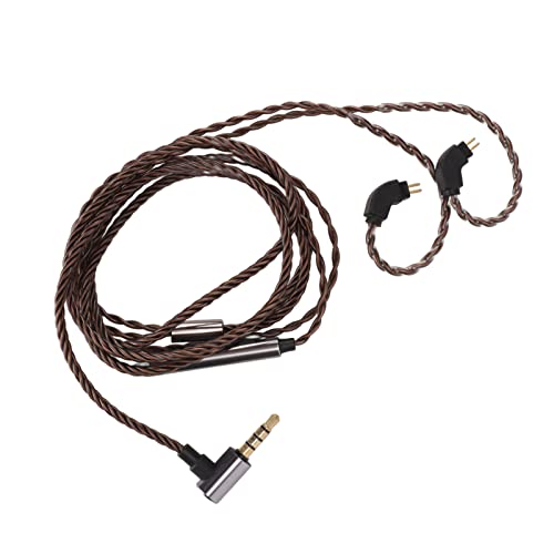 2 Pin 0.78mm Headphone Cable with Mic Replacement Headphone Cable Upgrade Cord with Volume Control Pre Shaped Earhook for IEM Music Calls
