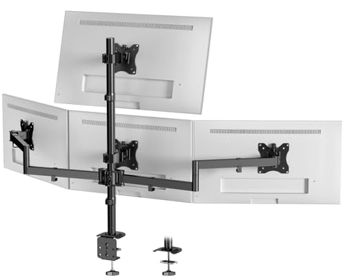 Quad Monitor Mount for 17-27 Inches - Fully Adjustable Heavy Duty 4 Monitor Arm Desk Mount, Max Load 22lbs per Screen, Clamp/Grommet, VESA 75/100 mm, Black - size: 27inch