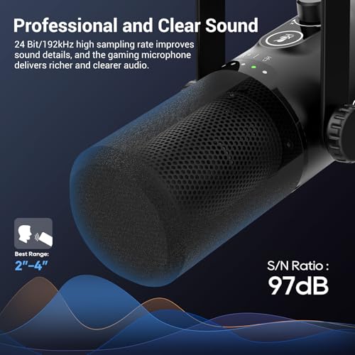 USB/XLR Gaming Microphone kit, Dynamic PC Mic for Podcasting Streaming, Computer RGB Mic Kit with Boom Arm Stand, Mute Button and Headphone Jack, for Recording, Vocal Voice-Over (D30+) - style: D30+ Microphone with Boom Arm