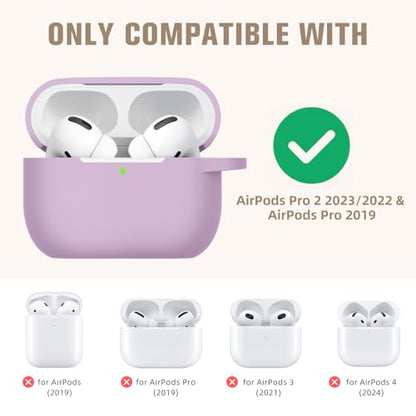 Hamile Compatible AirPods Pro Case Protective Silicone Case Shockproof Cover Skin for Apple AirPod Pro 2019 Charging Case, with Keychain, Lavender - color: Lavender