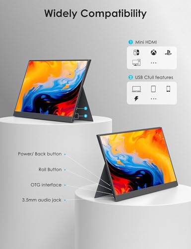 Anyuse 17.3" FHD 144Hz IPS USB-C HDMI Portable Monitor | 17.3" FHD IPS 144Hz HDR, smart cover+speakers, USB-C/HDMI, PC/Mac/Phone/PS5/Xbox/Switch, travel gaming. - size: 17.3"Portable