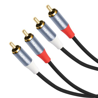 20FT 2 RCA M/M Stereo Audio Cable, Gold-Plated 2RCA Male to 2RCA Male Aluminum Shell Auxiliary Audio Cord-1Pack - size: 20FT*1
