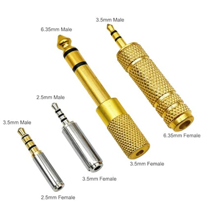 4 Pack Audio Adapter Kit, Headphone Jack Adapter 1/8" Male to 1/4" Female & 1/4" Male to 1/8" Female + 3.5mm to 2.5mm & 2.5mm to 3.5mm Adapter, Stereo Jack Converter for Headphone,Guitar Amplifier,Mic