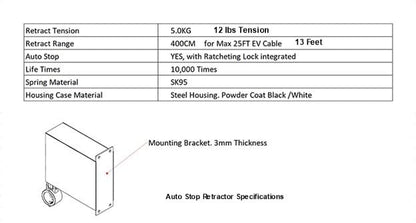 Inteset Retractable Cable Management Pulley System for EV Charger, Rugged Commercial Grade, Auto Stop Ratchet, Outdoor Rated
