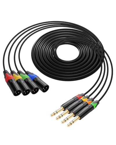 CERRXIAN 4 Channel 1/4" TRS to XLR Snake Audio Cable 9.8FT, XLR 3Pin Male to 6.35mm TRS Shielded Balanced Audio Extension Cable for Live Live, Recording, Studios, and Gigs - Patch, Amp, Mixer