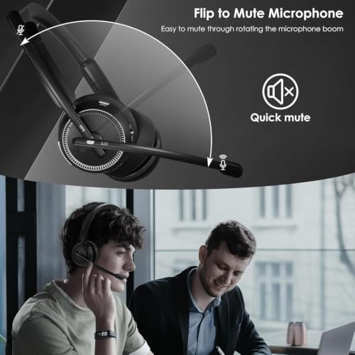 Angteela Wireless Bluetooth 5.4 Headset with Microphone, Wireless Headphones for Cell Phones/Computer/Laptop - color: Midnight Black