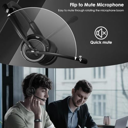 Angteela Wireless Bluetooth 5.4 Headset with Microphone, Wireless Headphones for Cell Phones/Computer/Laptop - color: Midnight Black