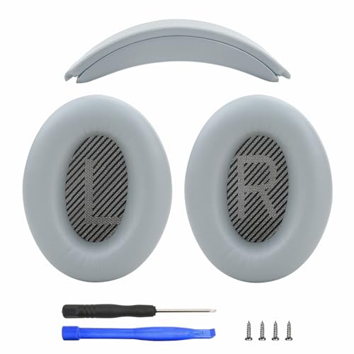 Headband and Earpads Compatible with Bose QuietComfort QC35 QC45 Headphones Waterproof and Sweat-Resistant (Light Gray) - color: Light Gray