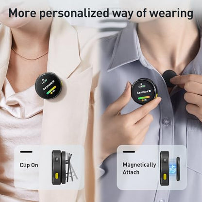 Saramonic BlinkMe U2 Wireless Mini Microphone for iPhone & Android, 48kHz/24-bit, Noise Cancellation, 328ft Transmission, Wireless Lapel Mic for Live Streaming Video Recording - size: Lightning & USB-C Receiver