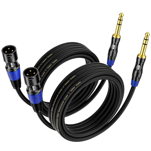 EBXYA 10ft 2Pack 1/4 TRS 6.35mm to 3Pin XLR Balanced Male Audio Cable - size: 10 feet-2 Pack, style: TRS to XLR Male
