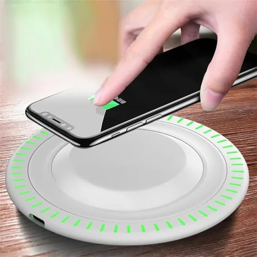 Wireless Charger Pad Stand Desktop Mobile Phone Chargers Fast Charging Dock Station for iPhone 17 16 15 14 13 12 Samsung Xiaomi (Silver) - color: White