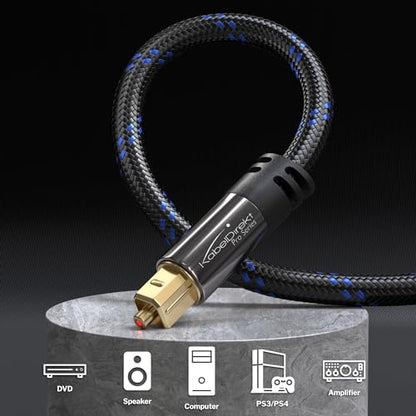 KabelDirekt – Optical Audio Cable – 1.5ft, Braided – Soundbar | Digital S/PDIF cable, stereo systems/amplifiers, home cinema, XBO/PS4 - size: 1.5 ft