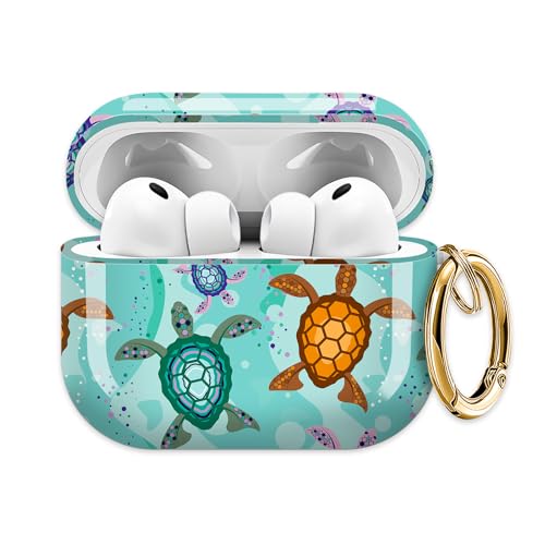 for AirPods Pro 3 Case (2025), Cute Cover Compatible with AirPod Pro 3rd Generation Shell with Rose Gold Keychain Earbuds Case for Women（Cute Turtle） - color: cute turtle