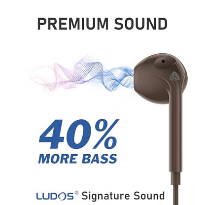 LUDOS Zenith Wired Earbuds in-Ear Headphones, 5 Year Warranty, Earphones - color: Brown, size: 3.5 mm