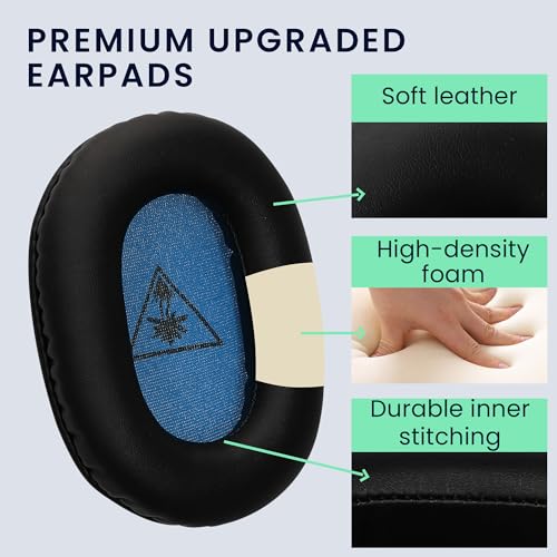 kwmobile Ear Pads Compatible with Turtle Beach Recon 70 / Recon 50 / Recon 60P / Stealth 500/600 / 700 Earpads - 2X Replacement for Headphones - Black