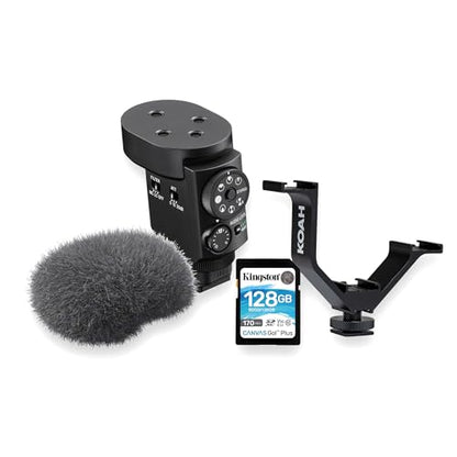 Sony ECM-M1 Shotgun Microphone Bundle | Triple Shoe Bracket, 64GB Memory Card, For Crystal Clear Audio Recording, Professional Digital Camera Mic, (3 items)