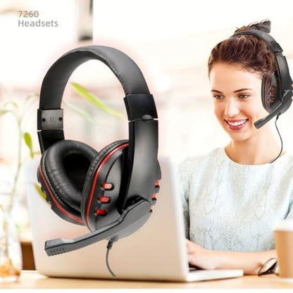 1PCS USB Wired Headset with Microphone, Comfortable Over Ear Design, Clear Communication for Office Meetings, Learning, Gaming, Red - color: Red