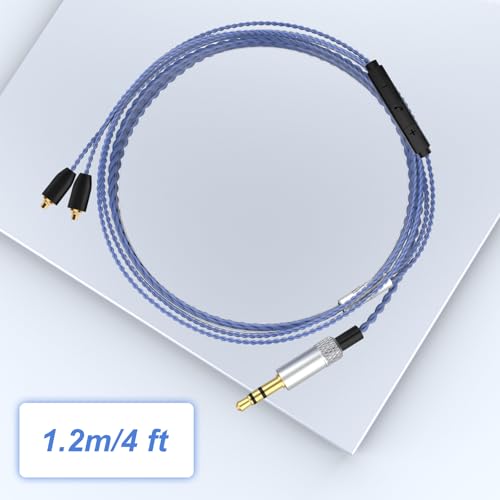 SE215 Pro Cable for Shure SE215, SE315, SE425, SE425 Pro, SE535, SE846 | MMCX Cable with Mic for Shure AONIC 3, AONIC 4, AONIC 5, UE900 Earphones, PS4, PS5, PC, Tablets, Laptops, Smartphones, 4ft