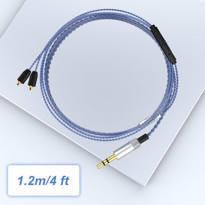 SE215 Pro Cable for Shure SE215, SE315, SE425, SE425 Pro, SE535, SE846 | MMCX Cable with Mic for Shure AONIC 3, AONIC 4, AONIC 5, UE900 Earphones, PS4, PS5, PC, Tablets, Laptops, Smartphones, 4ft