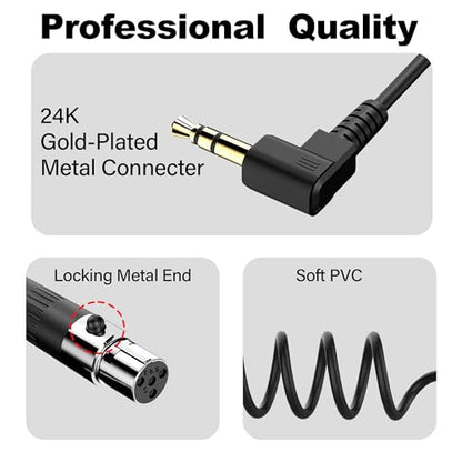 Mini XLR to 3.5mm Stereo Audio Cable Right Angle 1/8" TRS Plug to 4-pin Mini XLR Female Microphone Cable Coiled Mini XLR to 3.5mm Cable for DSLR Cameras,Microphones 1.64Ft (4-pin Mini XLR) - style: 4-pin Mini XLR