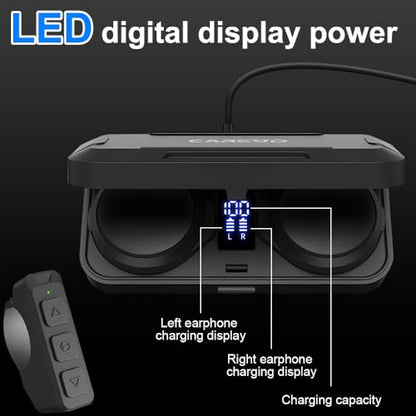 Motorcycle Bluetooth Headset, Bluetooth Helmet Speaker with Charging Case | Wireless Installation with Remote Control, BT5.3 Noise Cancellation, 1900mAh Battery 50+ Hours Work Time for Skiing Riding
